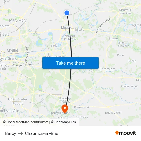 Barcy to Chaumes-En-Brie map