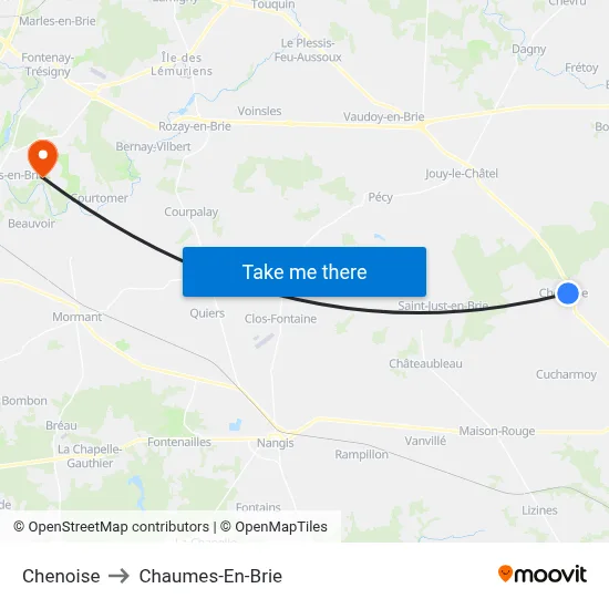 Chenoise to Chaumes-En-Brie map