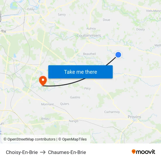 Choisy-En-Brie to Chaumes-En-Brie map