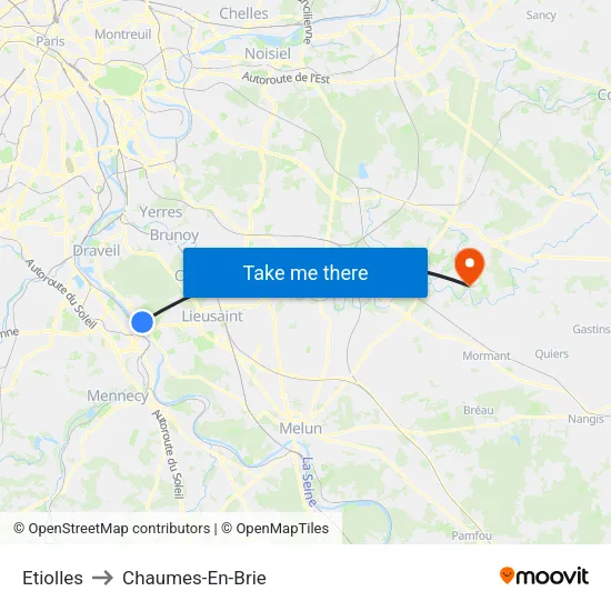 Etiolles to Chaumes-En-Brie map