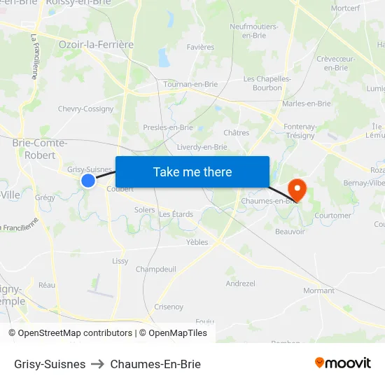 Grisy-Suisnes to Chaumes-En-Brie map