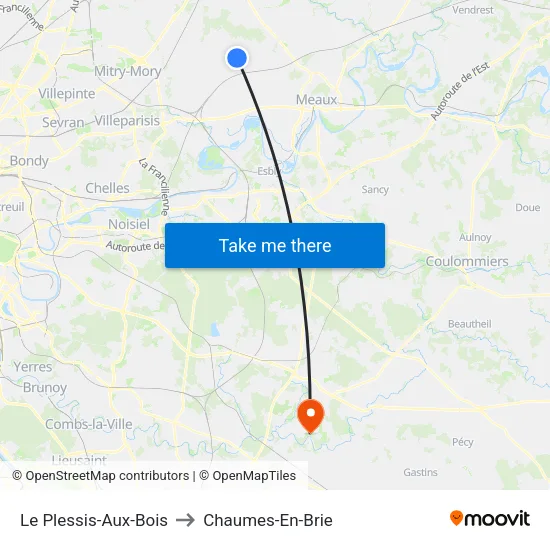 Le Plessis-Aux-Bois to Chaumes-En-Brie map
