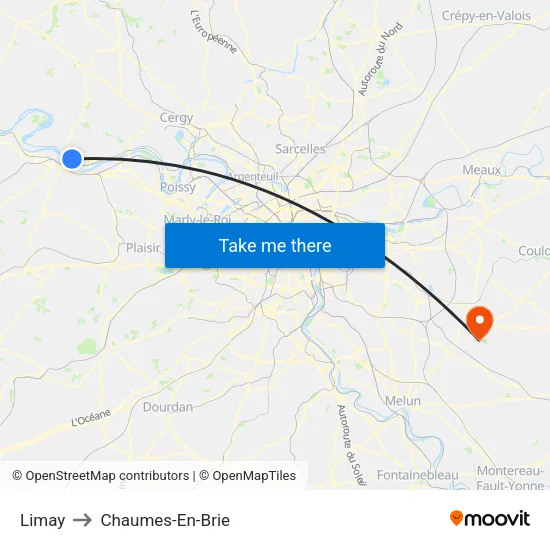 Limay to Chaumes-En-Brie map