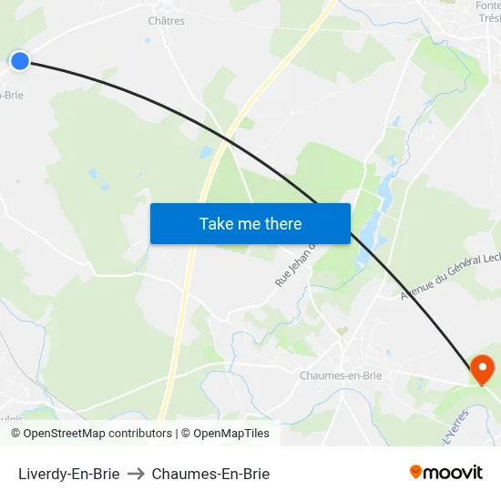 Liverdy-En-Brie to Chaumes-En-Brie map