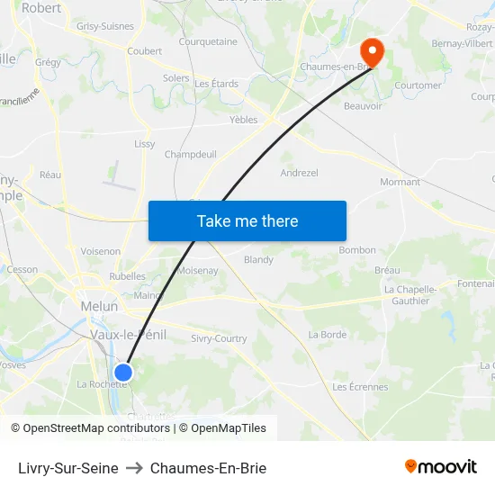 Livry-Sur-Seine to Chaumes-En-Brie map