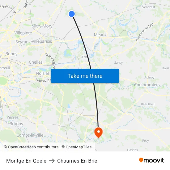 Montge-En-Goele to Chaumes-En-Brie map