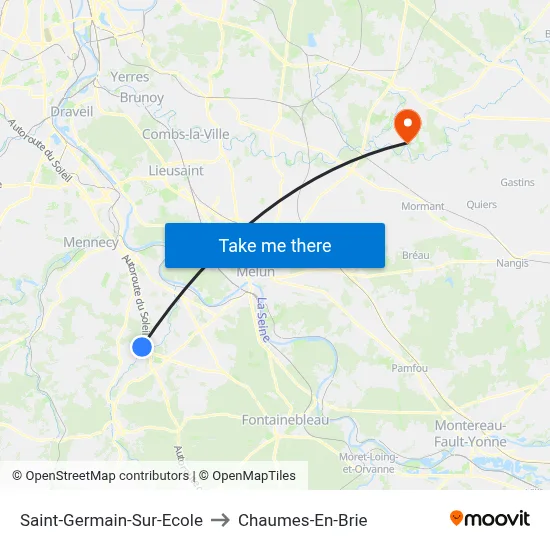 Saint-Germain-Sur-Ecole to Chaumes-En-Brie map