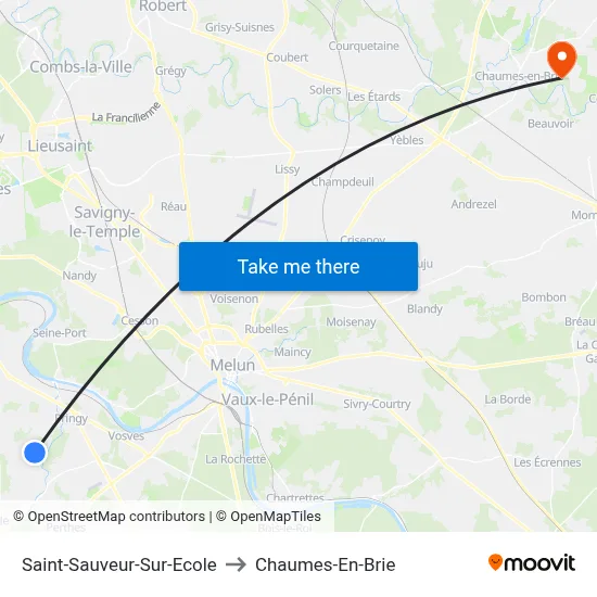 Saint-Sauveur-Sur-Ecole to Chaumes-En-Brie map