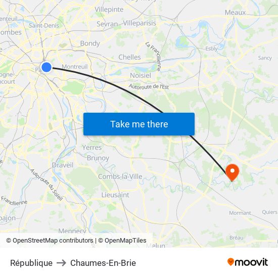 République to Chaumes-En-Brie map