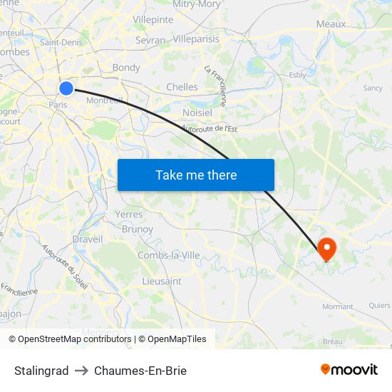 Stalingrad to Chaumes-En-Brie map