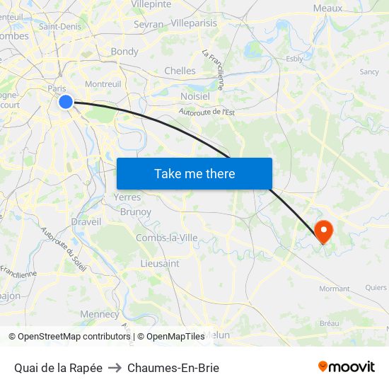 Quai de la Rapée to Chaumes-En-Brie map