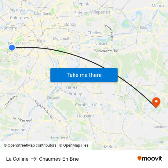 La Colline to Chaumes-En-Brie map