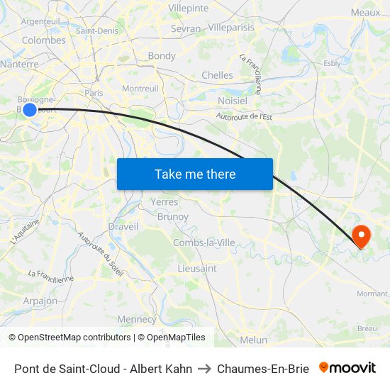 Pont de Saint-Cloud - Albert Kahn to Chaumes-En-Brie map