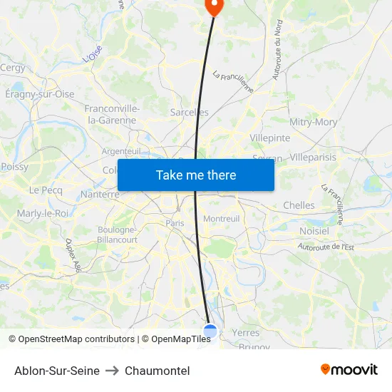Ablon-Sur-Seine to Chaumontel map