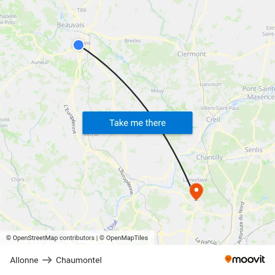 Allonne to Chaumontel map