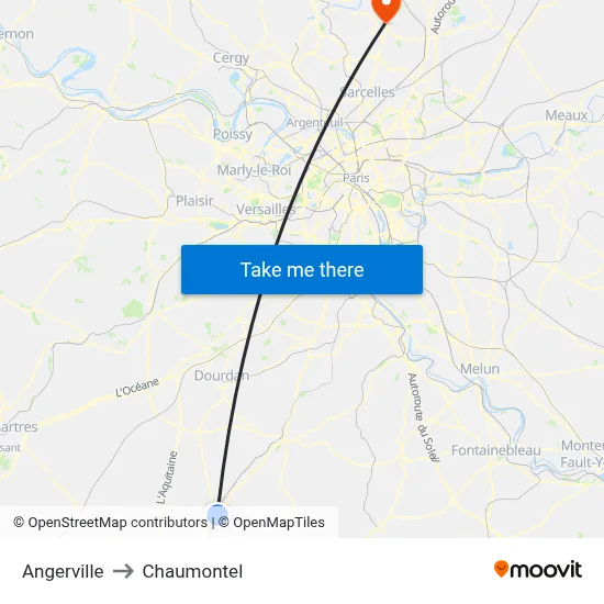 Angerville to Chaumontel map