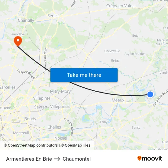 Armentieres-En-Brie to Chaumontel map