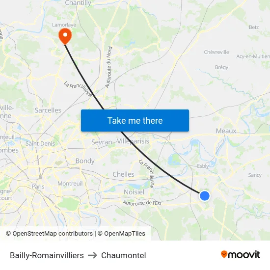 Bailly-Romainvilliers to Chaumontel map
