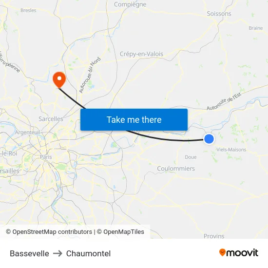 Bassevelle to Chaumontel map