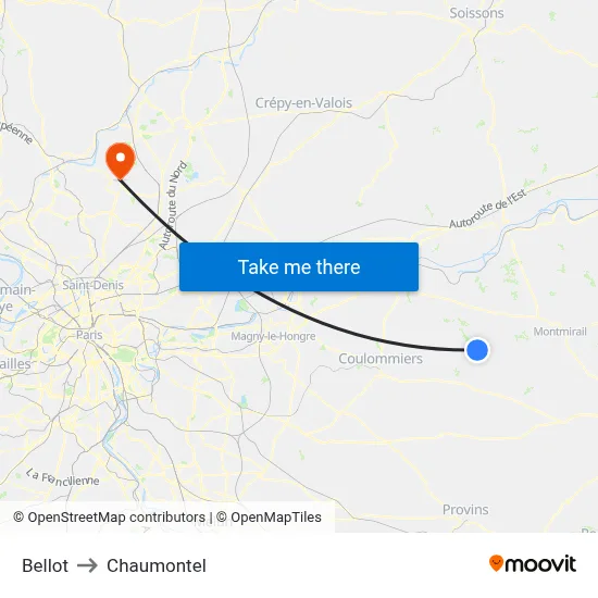 Bellot to Chaumontel map