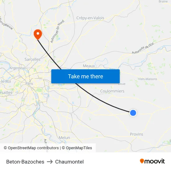 Beton-Bazoches to Chaumontel map