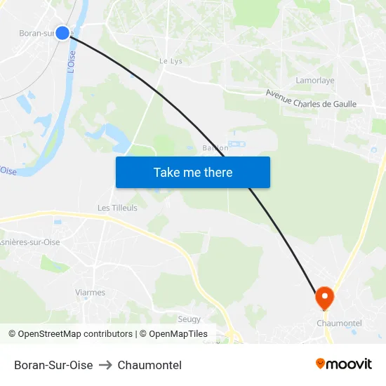 Boran-Sur-Oise to Chaumontel map