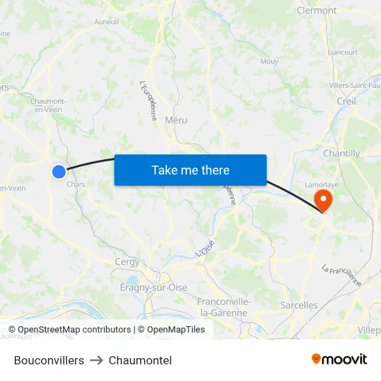 Bouconvillers to Chaumontel map