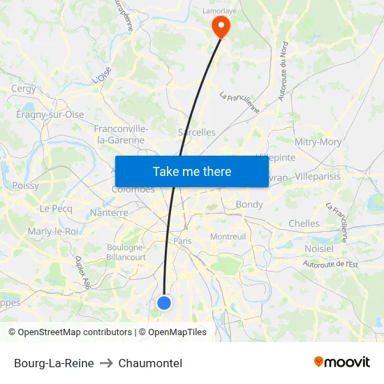 Bourg-La-Reine to Chaumontel map