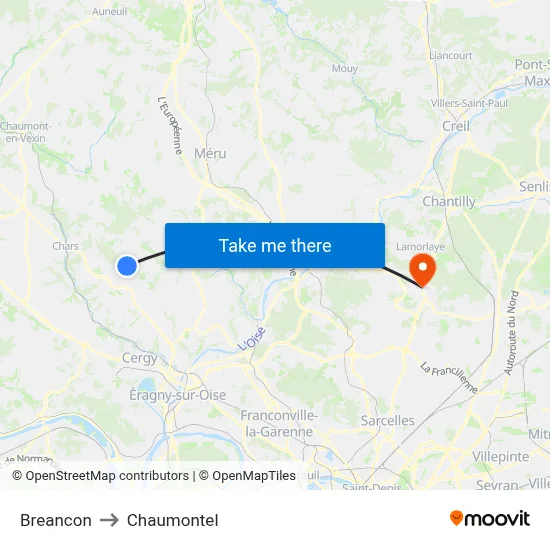 Breancon to Chaumontel map