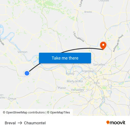 Breval to Chaumontel map