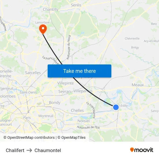 Chalifert to Chaumontel map