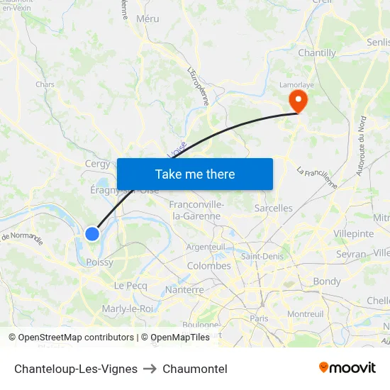Chanteloup-Les-Vignes to Chaumontel map