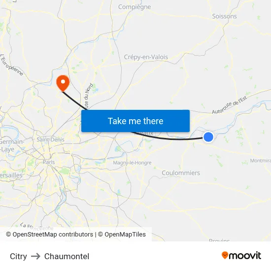 Citry to Chaumontel map