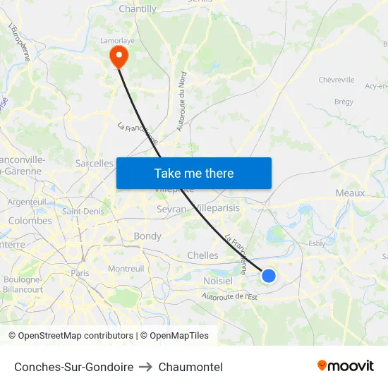 Conches-Sur-Gondoire to Chaumontel map