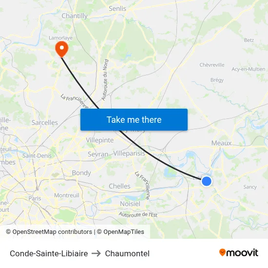 Conde-Sainte-Libiaire to Chaumontel map