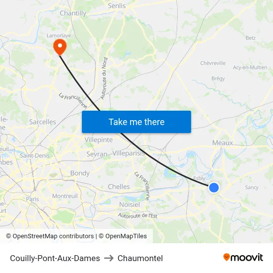Couilly-Pont-Aux-Dames to Chaumontel map