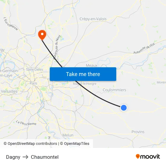 Dagny to Chaumontel map