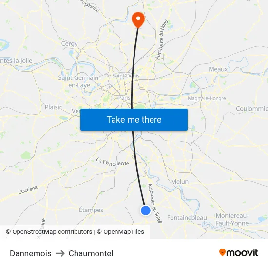 Dannemois to Chaumontel map