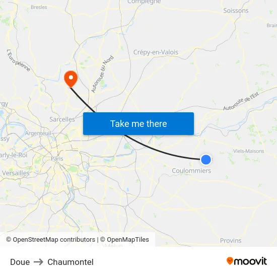 Doue to Chaumontel map