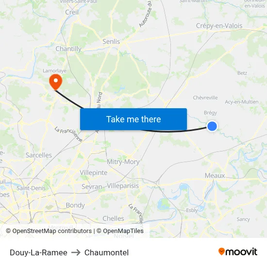 Douy-La-Ramee to Chaumontel map
