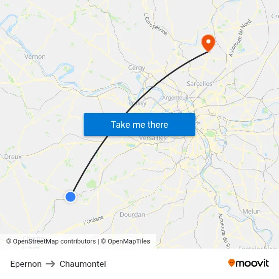 Epernon to Chaumontel map