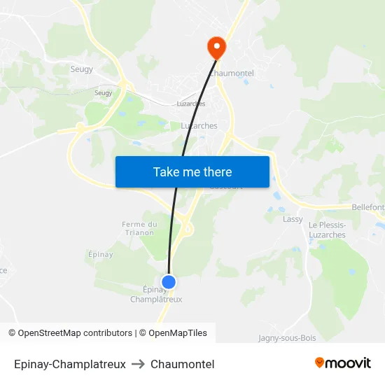 Epinay-Champlatreux to Chaumontel map