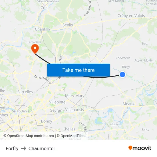 Forfry to Chaumontel map