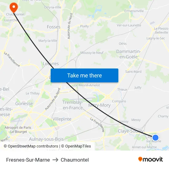 Fresnes-Sur-Marne to Chaumontel map