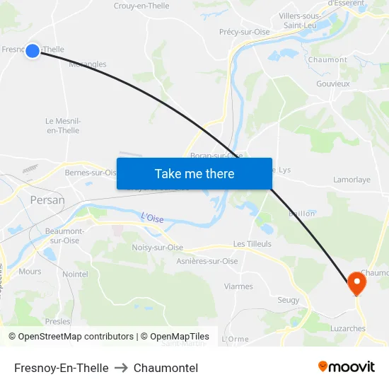 Fresnoy-En-Thelle to Chaumontel map