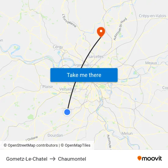 Gometz-Le-Chatel to Chaumontel map