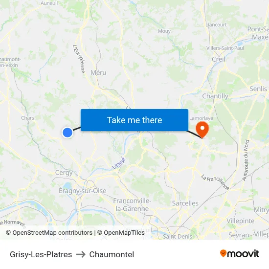 Grisy-Les-Platres to Chaumontel map