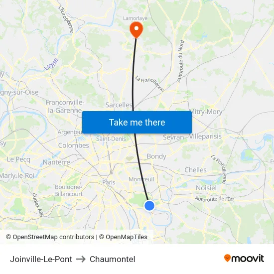 Joinville-Le-Pont to Chaumontel map