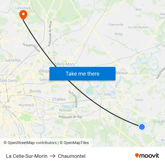 La Celle-Sur-Morin to Chaumontel map