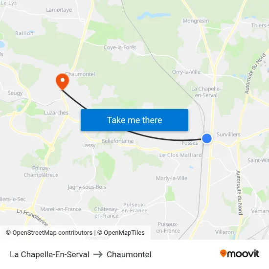La Chapelle-En-Serval to Chaumontel map